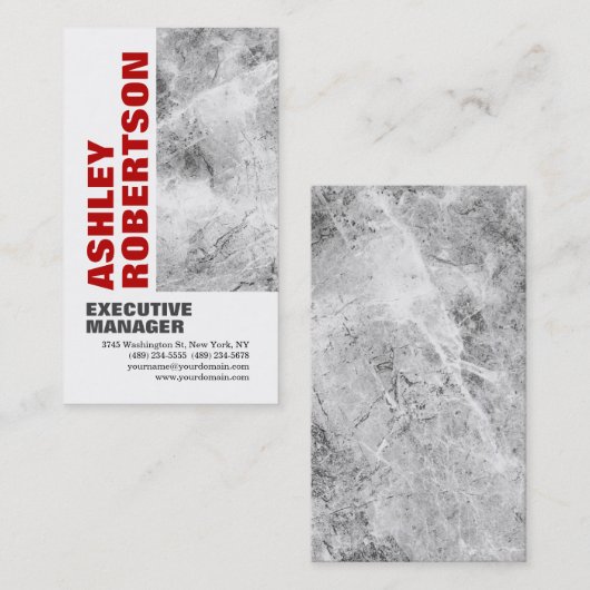 赤はっきりした灰色ホワイトモダンプロフェッショナルミニマル 名刺 (正面/裏面)