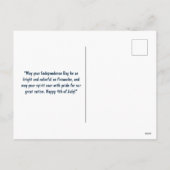 赤はっきりした白と青の愛国的な星 シーズンポストカード (裏面)