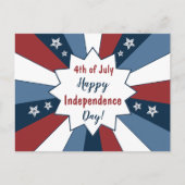 赤はっきりした白と青の愛国的な星 シーズンポストカード (正面)