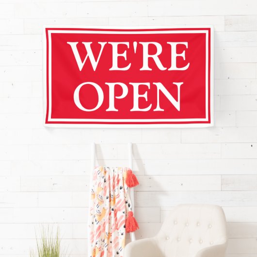 赤はっきりした白ビジネスOpen Banner 横断幕 (インサイチュ)
