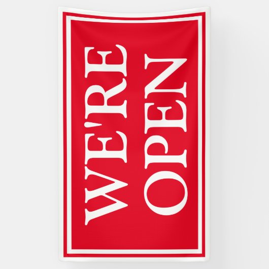 赤はっきりした白ビジネスOpen Banner 横断幕 (縦)