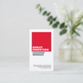 赤はっきりした白プレーンプロフェッショナルミニマリスト 名刺 (スタンド正面)