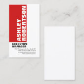 赤はっきりした白プロフェッショナルミニマモダンリスト 名刺 (正面/裏面)