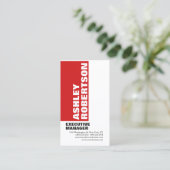 赤はっきりした白プロフェッショナルミニマモダンリスト 名刺 (スタンド正面)