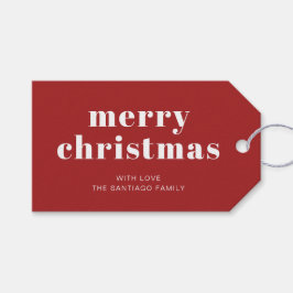 赤はっきりした白メリークリスマスホリデー ギフトタグ