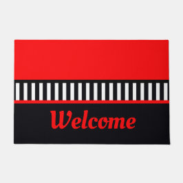 赤はっきりした白黒 ドアマット