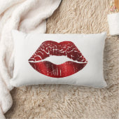 赤はっきりした箔リップオンホワイトモダンシンプルラグジュアリー ランバークッション (ブランケット)