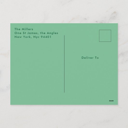 赤はっきりした緑タイポグラフィオーバルワンフォトクリスマス シーズンポストカード (裏面)