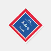 赤はっきりした青の学校の色スクリプト卒業 スタンダードカクテルナプキン (角)