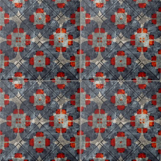 赤はっきりした青抽象芸術ミッドセンチュリー タイル