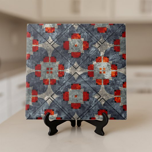 赤はっきりした青抽象芸術ミッドセンチュリー タイル