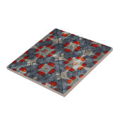 赤はっきりした青抽象芸術ミッドセンチュリー タイル (側面)