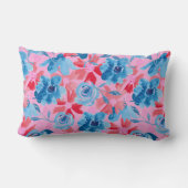 赤はっきりした青絵を描のピンクの手フローラ ランバークッション (裏面)