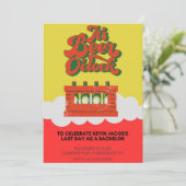 赤はっきりした黄バチュラーパーティ招待状 招待状 (スタンド正面)