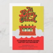 赤はっきりした黄バチュラーパーティ招待状 招待状 (正面/裏面)