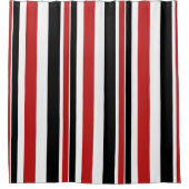 赤はっきりした黒ストライプのシャワーカーテン シャワーカーテン (正面)