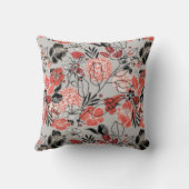 赤はっきりした黒トープ花柄 クッション (裏面)