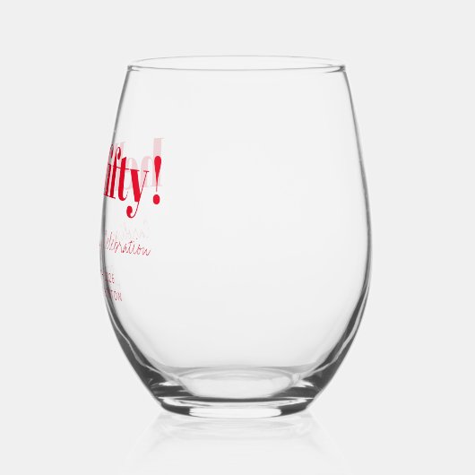 赤はっきりした50モダン誕生日カスタム ステムなしワイングラス (左)