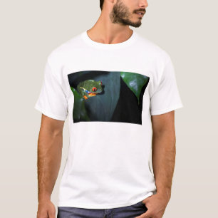 赤はカエルのモデルを注目します Tシャツ