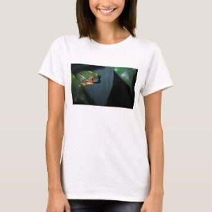 赤はカエルのモデルを注目します Tシャツ