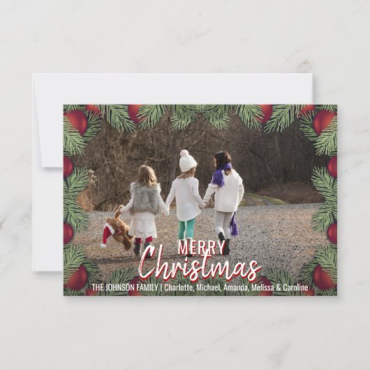 赤はクリスマスの休日家族|の写真を飾ります 招待状 (正面)