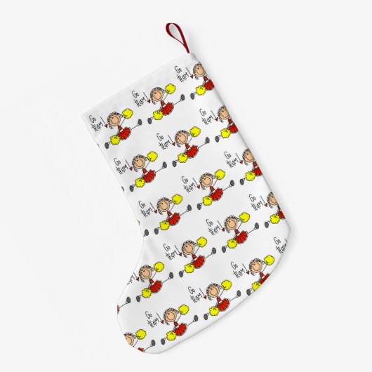 赤はチアリーダーチーム行きます スモールクリスマスストッキング (裏面 (吊り時))