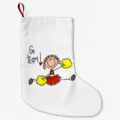 赤はチアリーダーチーム行きます スモールクリスマスストッキング (正面)
