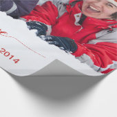 赤は写真の休日の挨拶を単に信じます ラッピングペーパー (角)