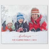 赤は写真の休日の挨拶を単に信じます ラッピングペーパー (フラット)