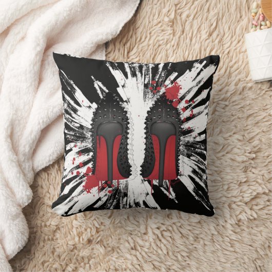 赤は小剣の靴のかかとのはね及び滴りに底を付けます クッション (ブランケット)