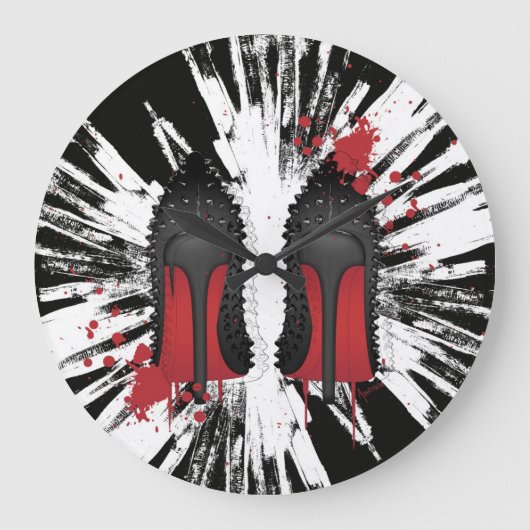 赤は小剣の靴のかかとのはね及び滴りに底を付けます ラージ壁時計 (正面)