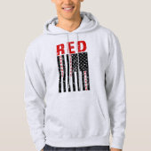 赤は皆を配置された旗メンズフード付きスウェットシャツ覚えています パーカ (正面)