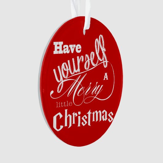 赤は自分に小さなメリークリスマスを持っている オーナメント (正面)