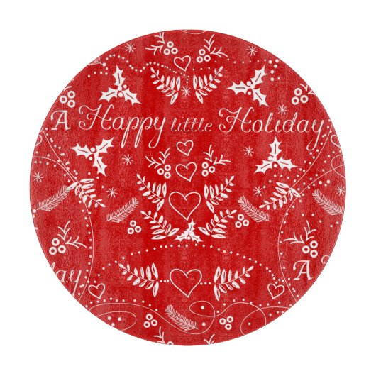 赤は自分に小さなメリークリスマスを持っている カッティングボード (正面)