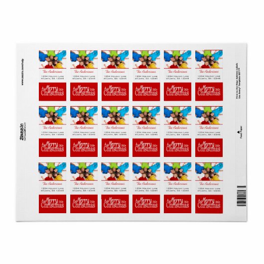 赤は自分に小さなメリークリスマスを持っている ラベル (フルシート)
