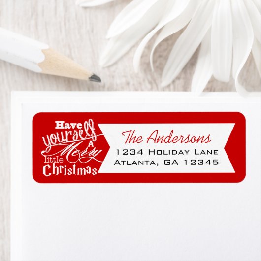 赤は自分に小さなメリークリスマスを持っている ラベル (インサイチュ)