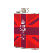 赤は英国国旗の旗の平静そしてあなたの文字を保ちます フラスク (左)