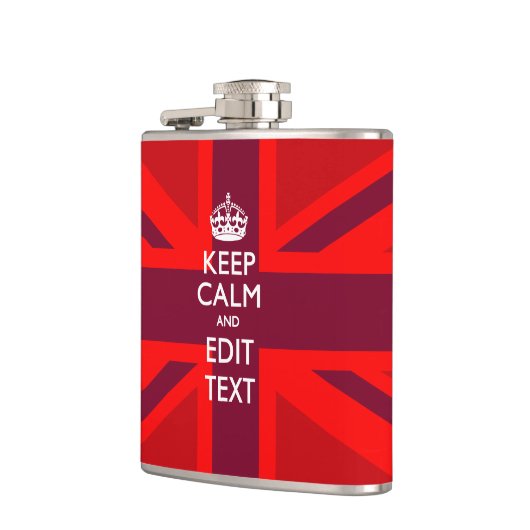 赤は英国国旗の旗の平静そしてあなたの文字を保ちます フラスク (左)