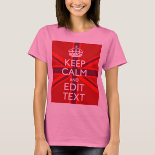 赤は英国国旗の旗の平静そしてあなたの文字を保ちます Tシャツ