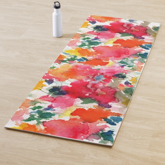 赤は黄色の水の色のバラブーケを支配 ヨガマット (インサイチュ)