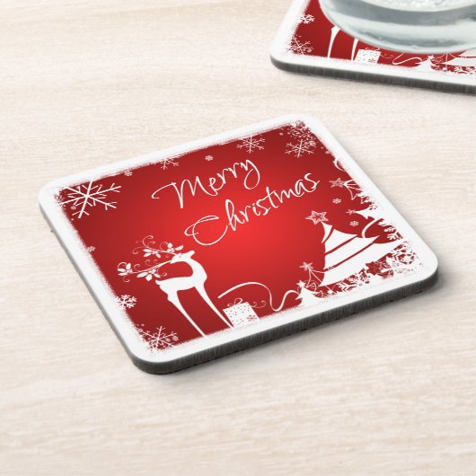 赤は、白いメリークリスマスのコースター(6)を置きました コースター (左側)
