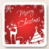 赤は、白いメリークリスマスのコースター(6)を置きました コースター (正面)