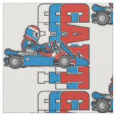 赤は、白い青カート行きます ファブリック (クローズアップ)