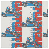 赤は、白い青カート行きます ファブリック (見本)