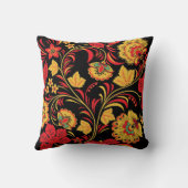 赤はKhokhlomaを残します クッション (裏面)