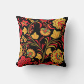 赤はKhokhlomaを残します クッション (正面)