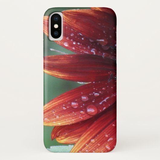 赤ひまわりの花びらと雨粒 Case-Mate iPhoneケース (裏面)