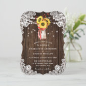 赤ひまわりレース木製ストリングラ結婚イト 招待状 (スタンド正面)