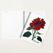 赤ひまわり花柄かわいいホワイトジャーナル プランナー手帳 (ディスプレー)