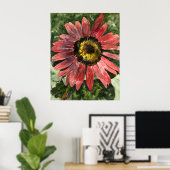 赤ひまわり5水彩絵画プリント/ポスター ポスター (ホームオフィス)